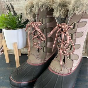 Khombu Tan and Black Winter Rain Boots Waterproof